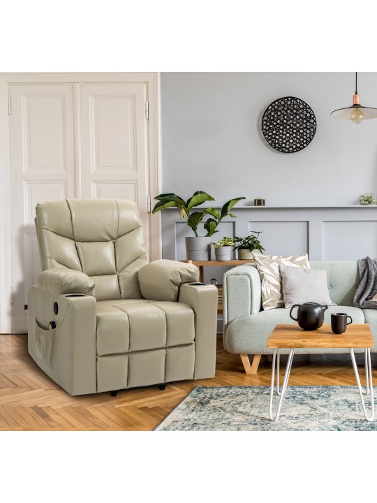 Sillón Andover símil piel, crema