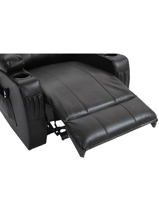 Sillón Hepler con función de masaje de piel sintética, marrón