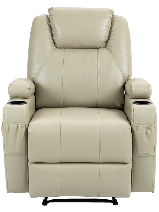 Sillón Hepler con función de masaje de piel sintética, crema