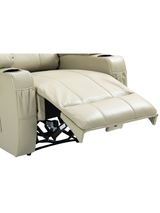 Sillón Hepler con función de masaje de piel sintética, crema