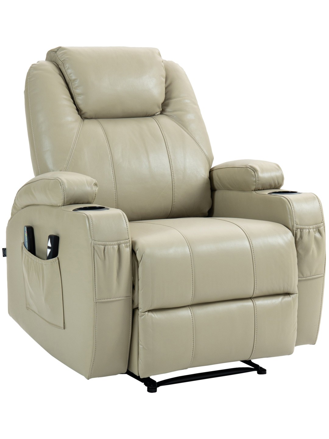 Sillón Hepler con función de masaje de piel sintética, crema