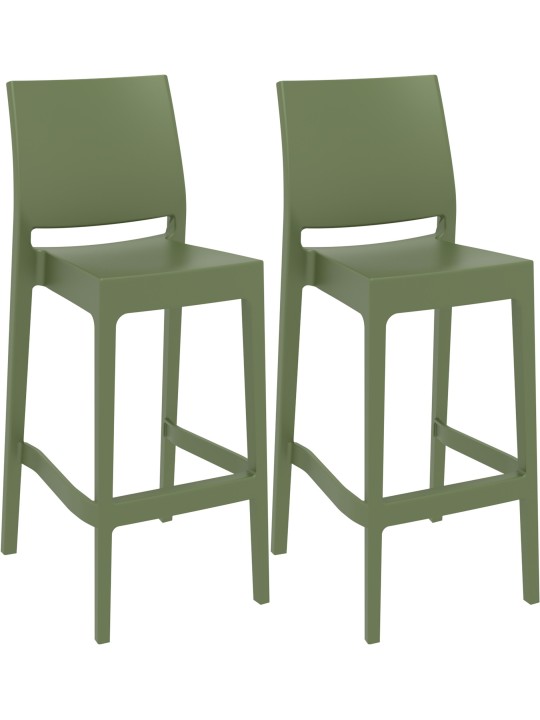 Juego de 2 taburetes de bar Maya, oliva Juego de 2 taburetes de bar Maya, oliva