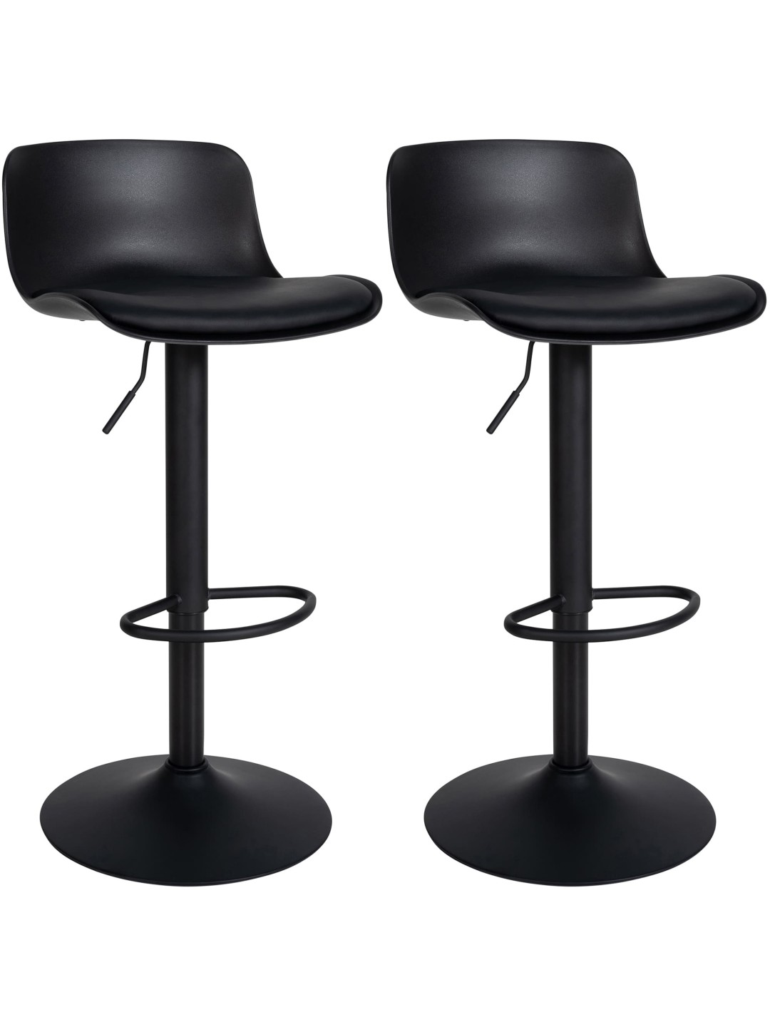 Juego de 2 taburetes de bar Almada piel sintética, negro