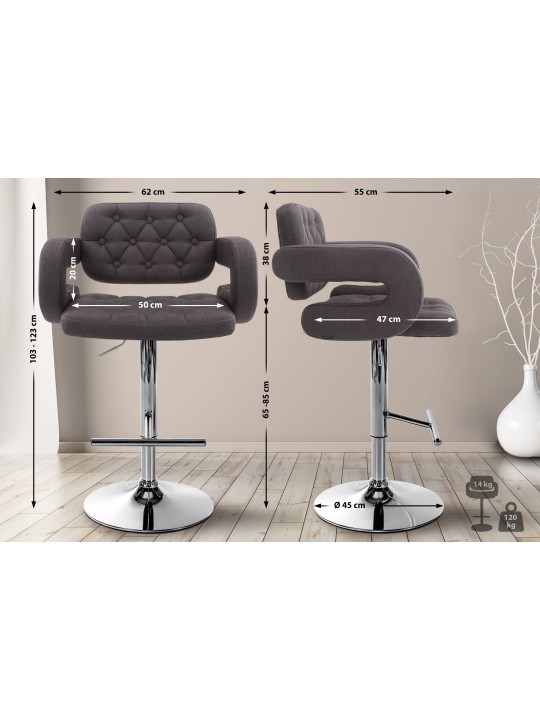 Taburete de bar Dublin FABRIC C, gris oscuro