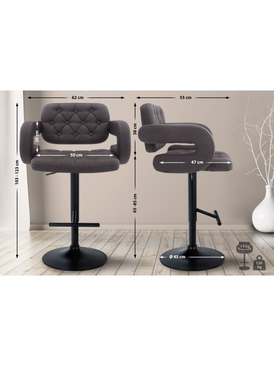 Taburete de bar Dublin FABRIC, gris oscuro