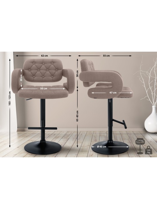 Taburete de bar Dublin FABRIC, taupe