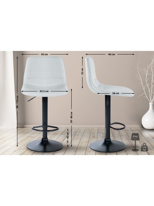 Juego de 2 taburetes de bar Lex piel sintética B, blanco