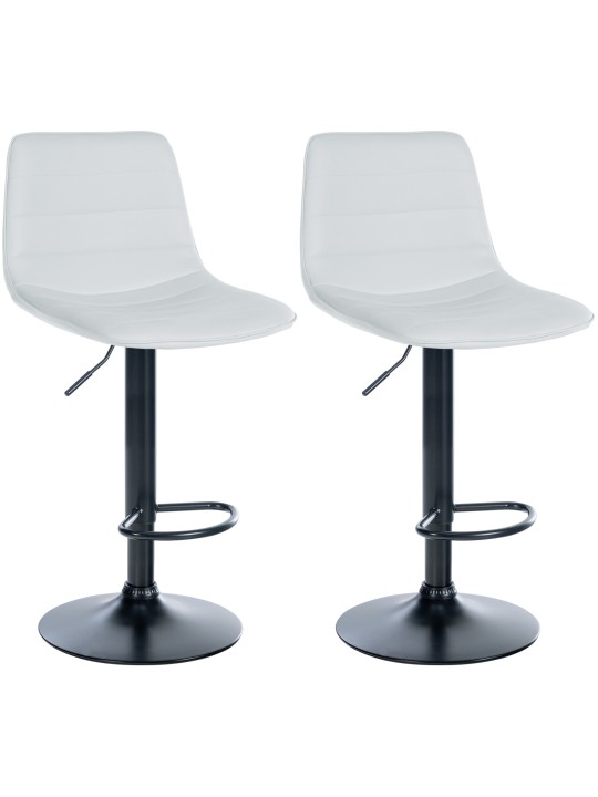 Juego de 2 taburetes de bar Lex piel sintética B, blanco