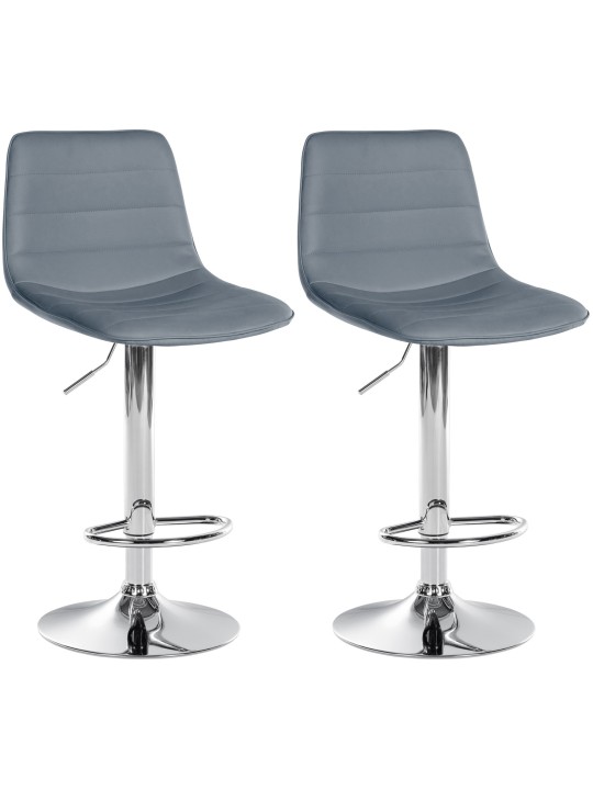 Juego de 2 taburetes de bar Lex piel sintética C, gris Juego de 2 taburetes de bar Lex piel sintética C, gris