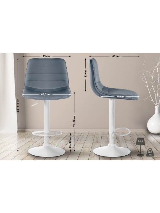 Juego de 2 taburetes de bar Lex piel sintética W, gris Juego de 2 taburetes de bar Lex piel sintética W, gris