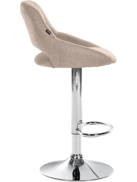 Taburete de bar Milet tela cromo, taupe