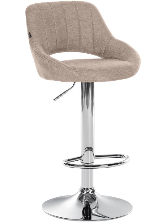 Taburete de bar Milet tela cromo, taupe