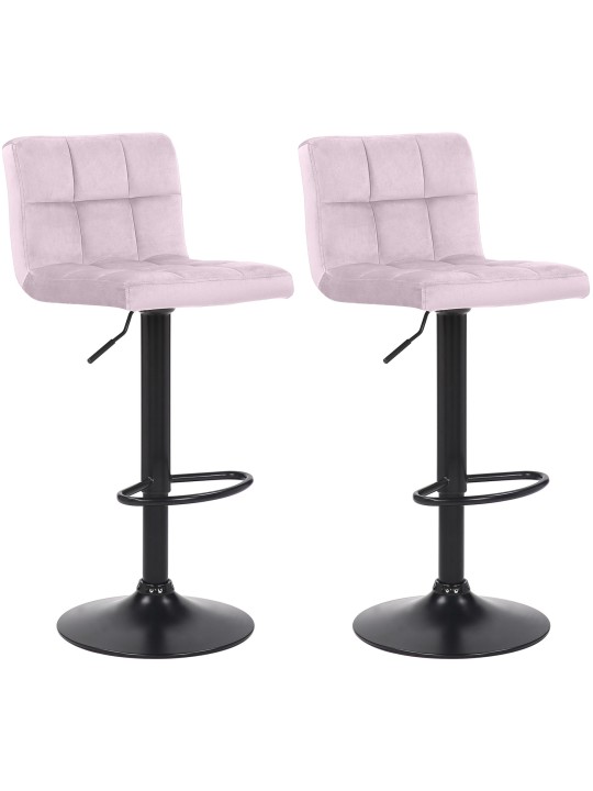Juego de 2 taburetes de bar Feni terciopelo, rosa