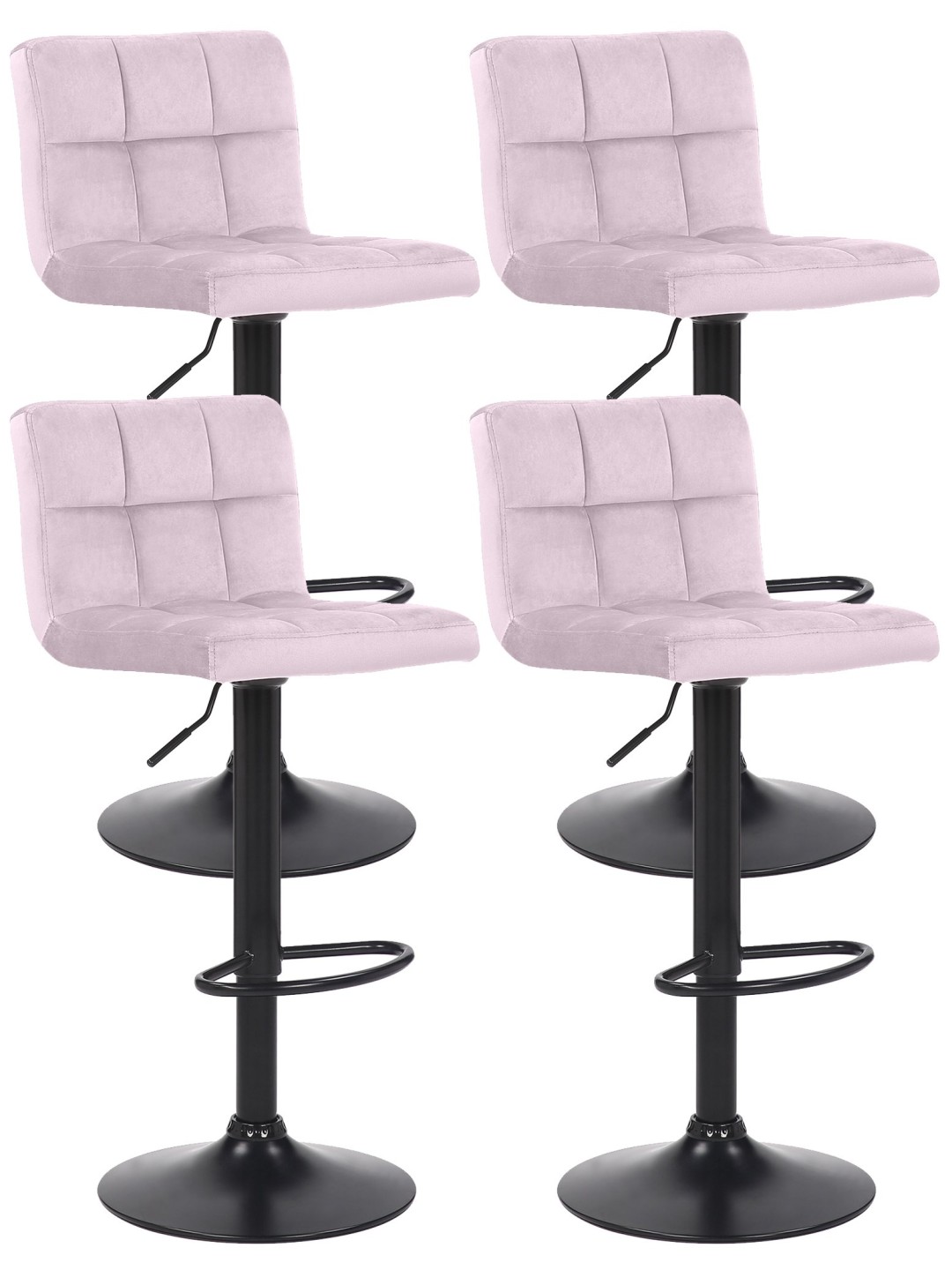 Juego de 4 taburetes de bar Feni terciopelo, rosa
