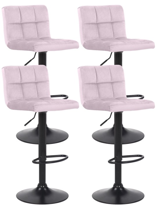 Juego de 4 taburetes de bar Feni terciopelo, rosa