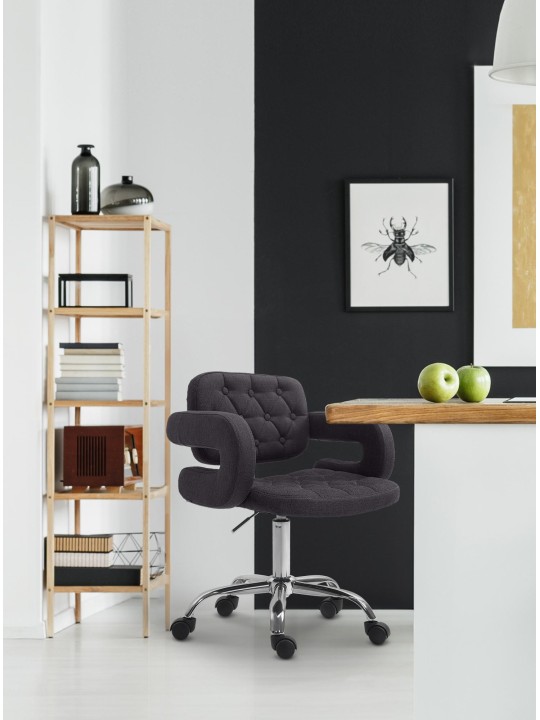 Taburete de trabajo tela Dublin, negro