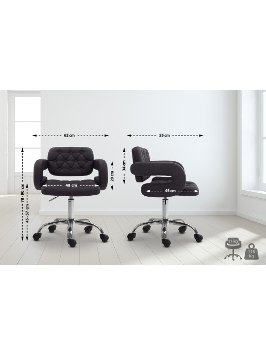 Taburete de trabajo tela Dublin, negro