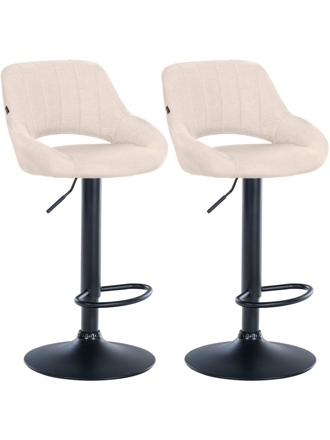 Juego de 2 taburetes de bar Milet tela B, crema