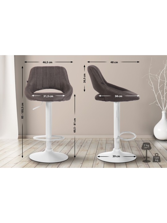 Juego de 2 taburetes de bar Milet tela W, gris oscuro Juego de 2 taburetes de bar Milet tela W, gris oscuro