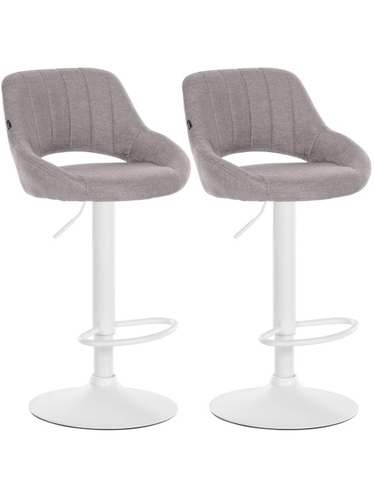 Juego de 2 taburetes de bar Milet tela W, gris