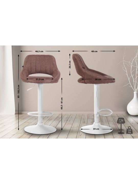 Juego de 2 taburetes de bar Milet tela W, marrón Juego de 2 taburetes de bar Milet tela W, marrón