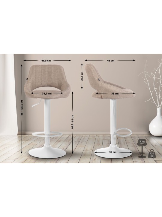 Juego de 2 taburetes de bar Milet tela W, taupe Juego de 2 taburetes de bar Milet tela W, taupe