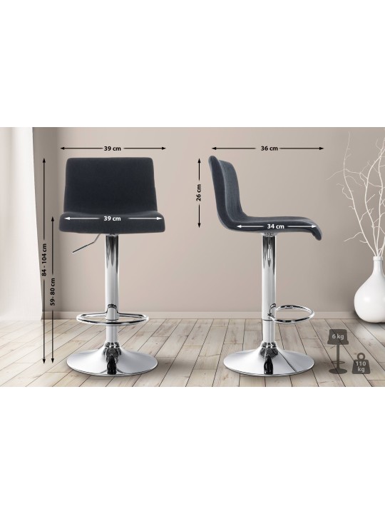 Taburete de bar Hoover tela C, negro