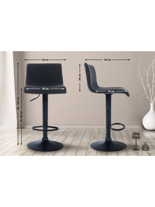 Taburete de bar Hoover tela B, negro