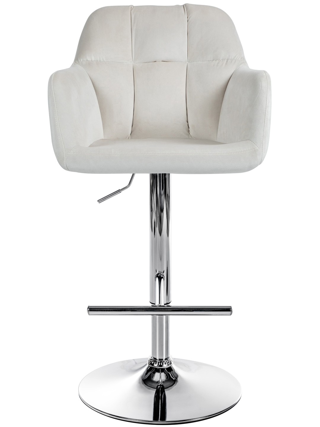 Taburete de bar Natoma terciopelo cromado, crema