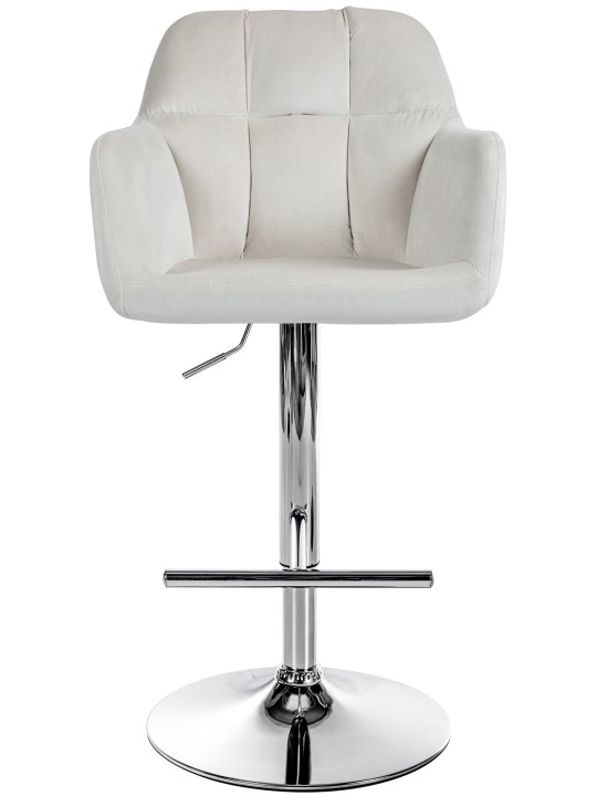 Taburete de bar Natoma terciopelo cromado, crema