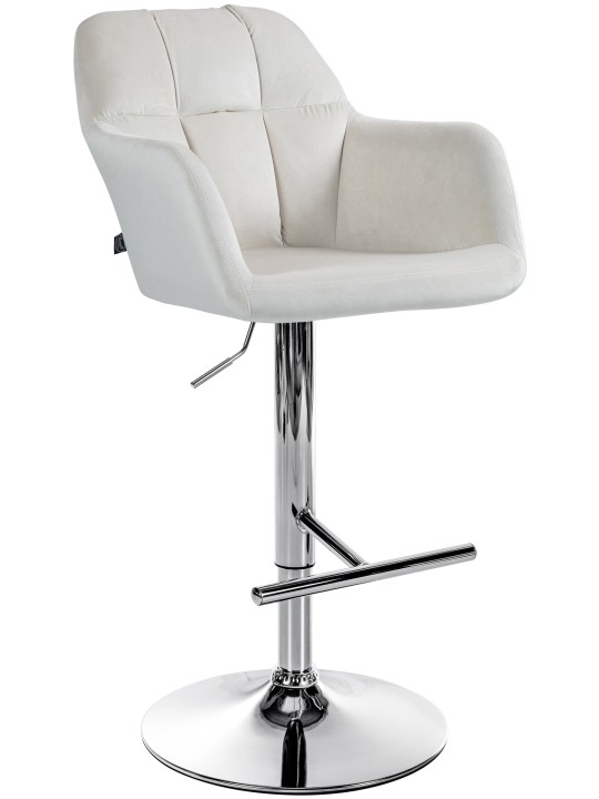 Taburete de bar Natoma terciopelo cromado, crema