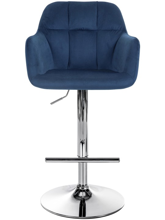 Taburete de bar Natoma terciopelo cromado, azul