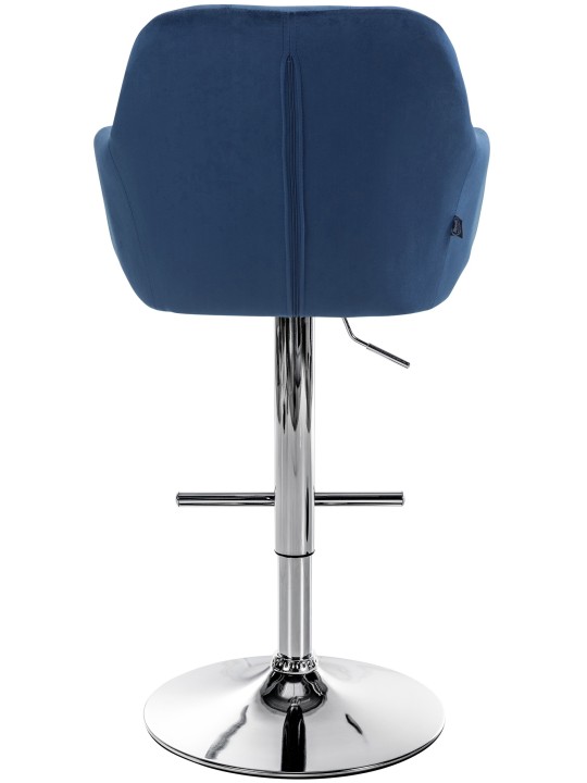 Taburete de bar Natoma terciopelo cromado, azul