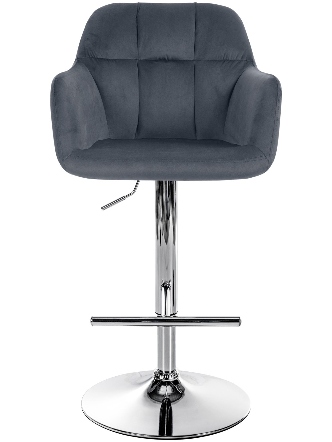 Taburete de bar Natoma terciopelo cromado, gris oscuro