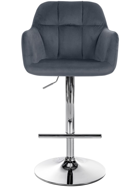 Taburete de bar Natoma terciopelo cromado, gris oscuro