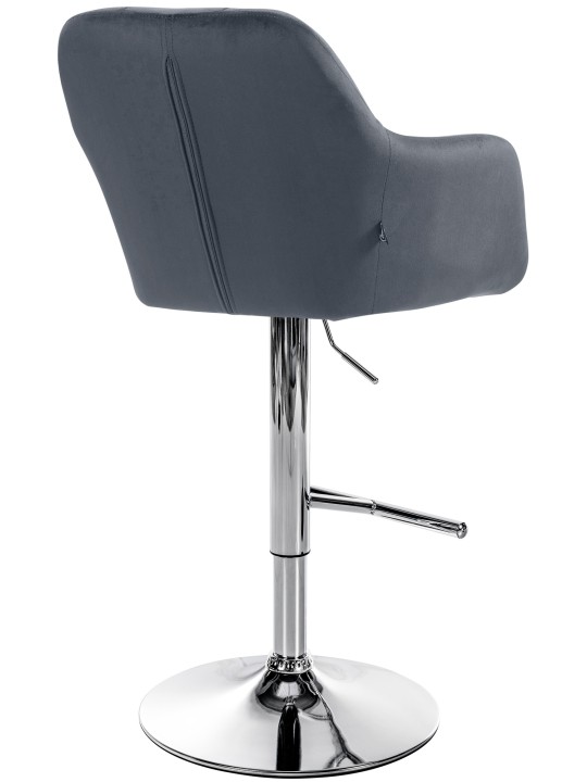 Taburete de bar Natoma terciopelo cromado, gris oscuro