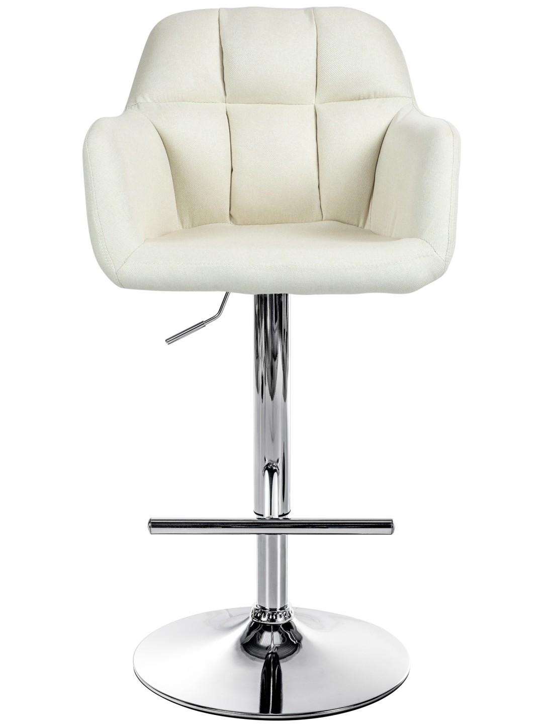 Taburete de bar Natoma tela cromo, crema