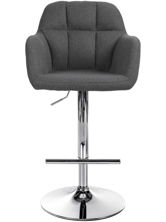 Taburete de bar Natoma tela cromo, gris oscuro