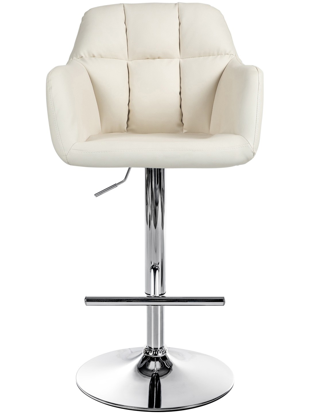 Taburete de bar Natoma piel sintética cromado, crema