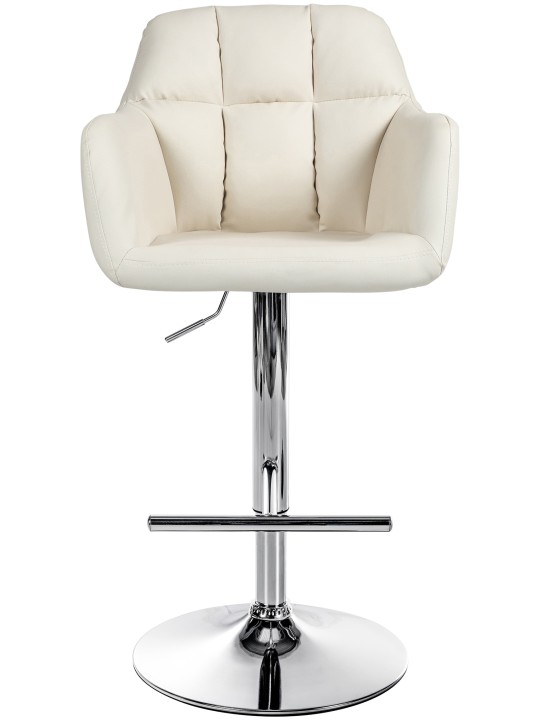 Taburete de bar Natoma piel sintética cromado, crema