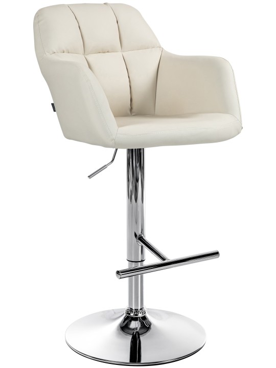 Taburete de bar Natoma piel sintética cromado, crema
