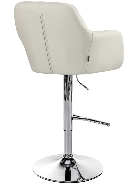 Taburete de bar Natoma piel sintética cromado, crema