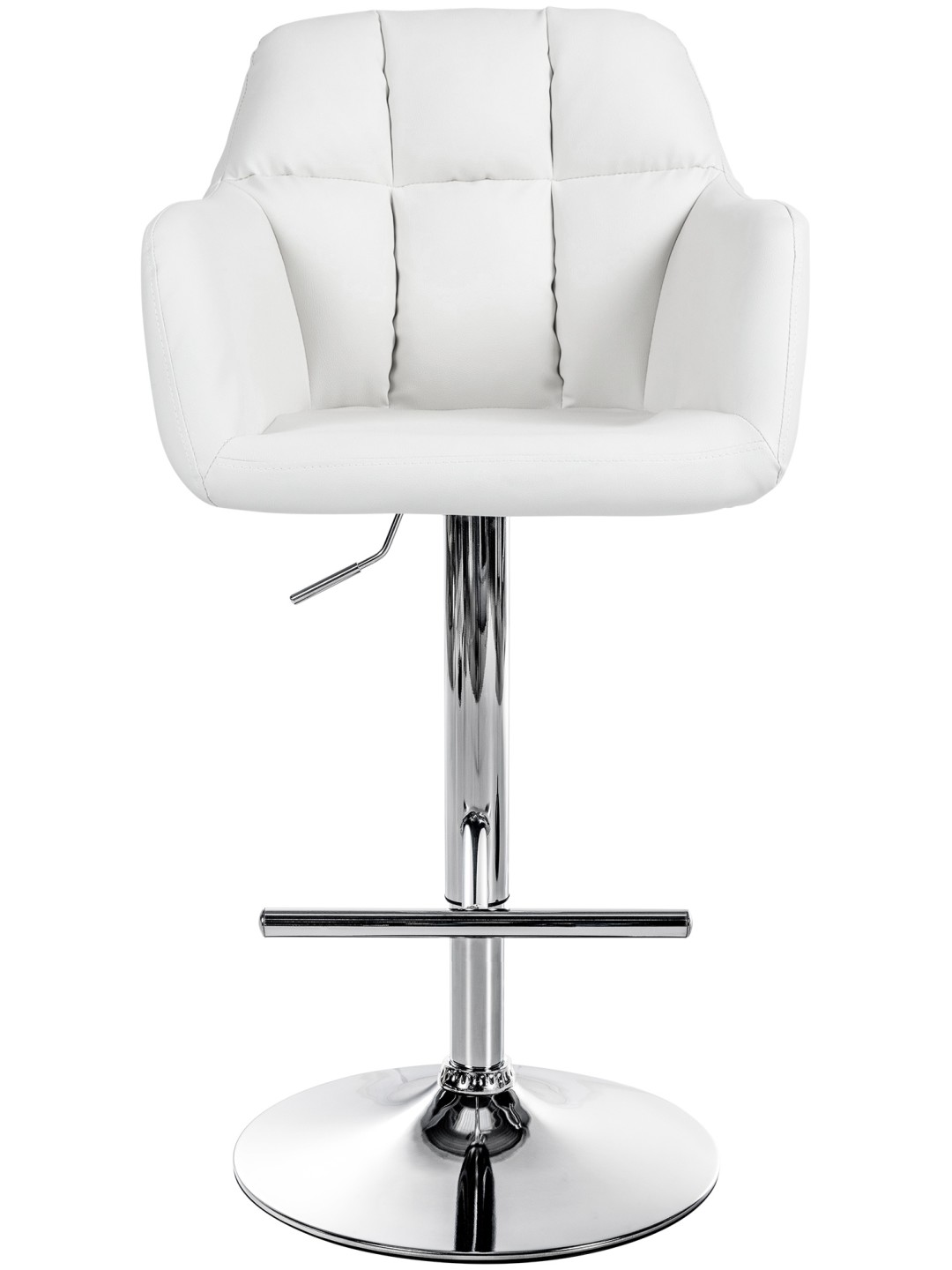 Taburete de bar Natoma piel sintética cromado, blanco