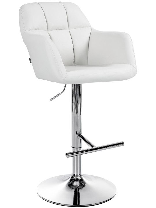 Taburete de bar Natoma piel sintética cromado, blanco