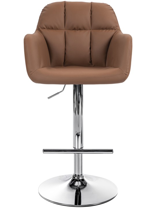 Taburete de bar Natoma piel sintética cromado, marrón claro