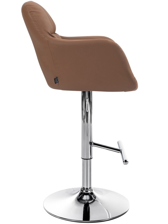 Taburete de bar Natoma piel sintética cromado, marrón claro