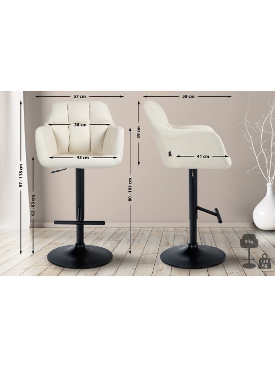 Taburete de bar Natoma piel sintética, crema