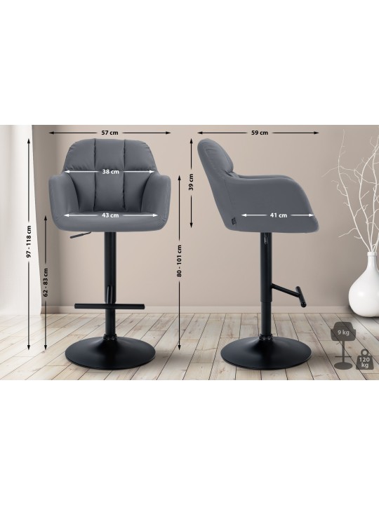 Taburete de bar Natoma piel sintética, gris