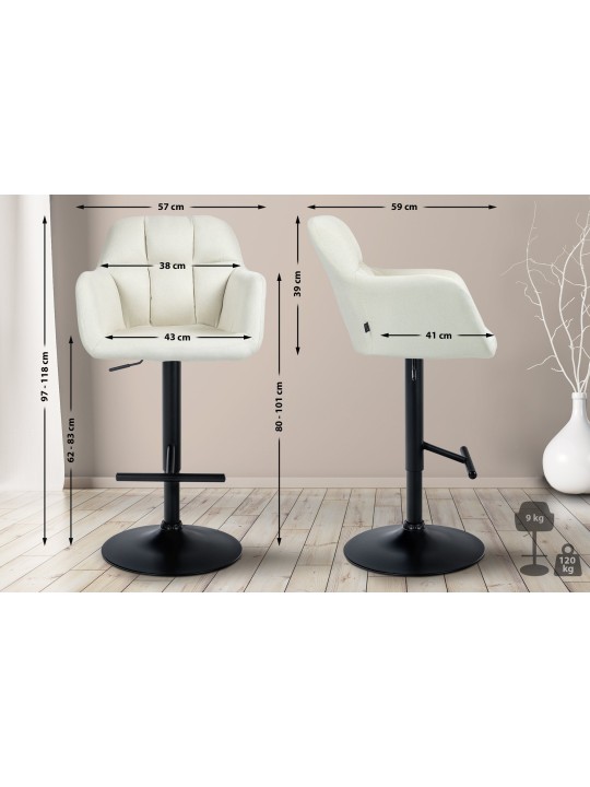 Taburete de bar Natoma tela, crema