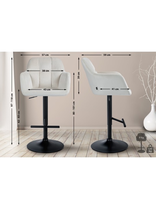 Taburete de bar Natoma terciopelo, crema